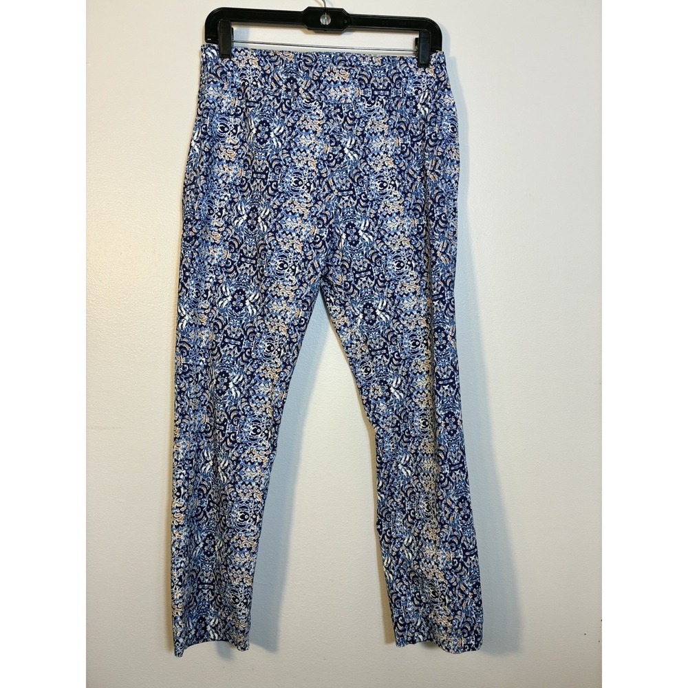Soft Surroundings Navy and White Printed Pull-On Cropped Pants